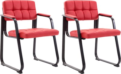 CLP Canada B Set van 2 eetkamerstoelen - met armleuning - Zwart Frame - Kunstleer - rood