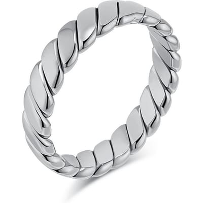 Luxe Léger Rétro Géométrique Simplicité Personnalisé Acier Titane Bague Bague Haut de Gamme Accessoires Femme 9# white