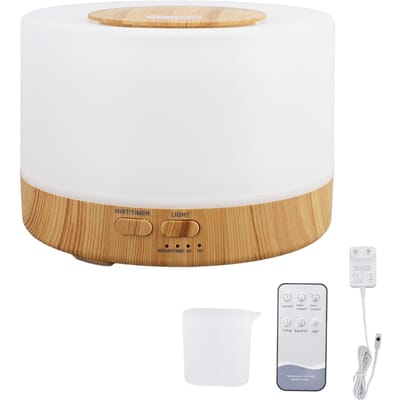 Bureau Luchtbevochtiger 500ml Houtnerf 7 Kleur LED Licht 35dB Afstandsbediening Aromatherapie Diffuser