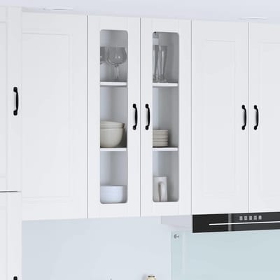 vidaXL - Wandglas - Kasten - LUCCA - Wit - 60 - x - 31 - x - 100 - cm - Bewerkt - hout