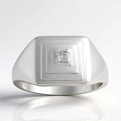 Cavill - Zilveren ring - 925 Sterling zilver gerhodineerd - I1 G Diamant 0,044 ct ronde briljant - moderne elegante ring 21x19 mm