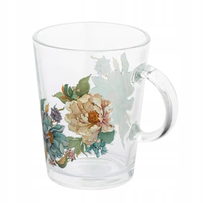 Altom Design Atena Peony Glazen Mok 420ml - Elegant Bloemenmotief