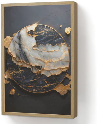 Wandlamp 40x60 cm - Oplaadbaar - Kunst - Goud - Zwart - Modern - Abstract - Wandlampen binnen woonkamer - Slaapkamer lamp - Decoratieve nachtlamp - Vloerlamp draadloos