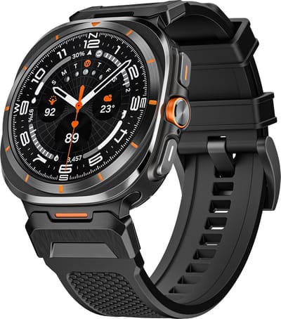 Stravo Rubberen smartwatch bandje – Geschikt voor Samsung Galaxy Watch Ultra 2 (2026) / Ultra (2024/2025) – Met zilverkleurige adapter – Duurzaam siliconen horlogebandje – Zwart/Zwart