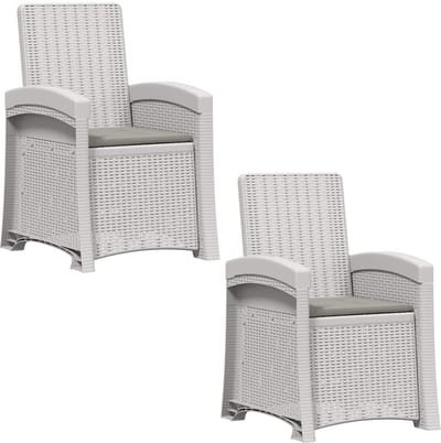 vidaXL - Ligstoel - Rieten - Look - 2 - st - Wit - en - Lichtgrijs - PP