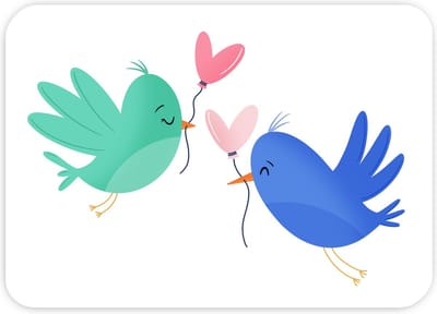Valentijnskaart | Lovebirds Wenskaart | Liefdeskaartje | Valentijn | Valentijnskaart | Kaartje | Ansichtkaart | Getrouwd | Bruiloft | A6 | Duurzaam