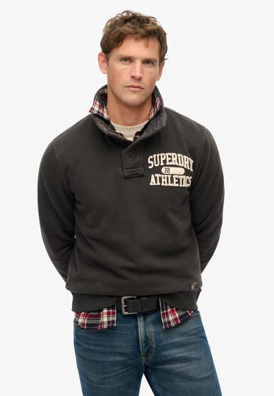 Superdry - Vintage Athletic sweatshirt met kraagloze hals - Heren - Truien