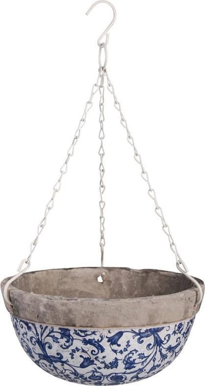 Keramiek hanging basket blauw