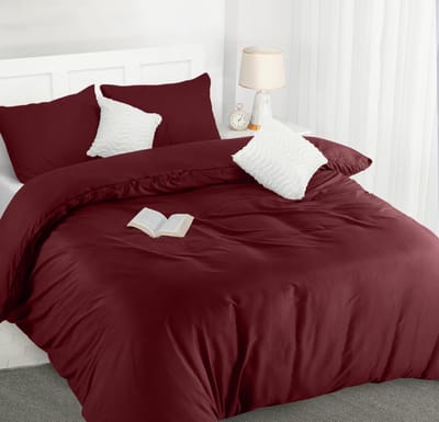 Dailygoods- Dekbedovertrek Set - Zachte Microvezel 200x200cm - Kussenslopen 50x75cm - Beddengoed - Bordeaux - Comfortabel en Ademend