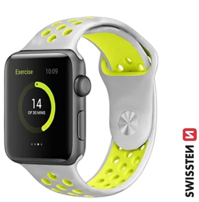 Swissten Sport Siliconen Band Geschikt voor Apple Watch 38-41mm – Zilver – 46000603