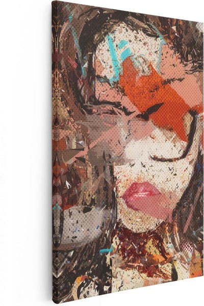 Artaza Canvas Schilderij Vrouw Abstract - 20x30 cm - Klein - Muurdecoratie Popart - Wanddecoratie Woonkamer - Kamer Accessoires