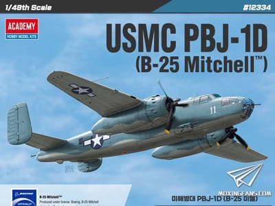 Academy Modelbouwpakket Militaire voertuigen - 12334 North American B-25 Mitchell USMC PBJ-1D Plastic - 1:48 - Modelbouw