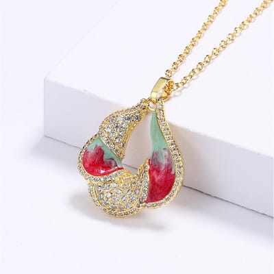 925 Kleurrijke Emaille Epoxy Witte Zirkonia Hanger Ketting Voor Dames Verjaardagsfeest Hoge Kwaliteit Mode Sieraden Cadeau white