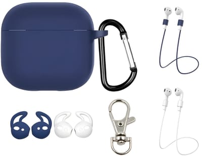 Studio Air® Airpods 4 Hoesje - Luxe Set met 7 items - Soepele Siliconen Case - Royal Blue