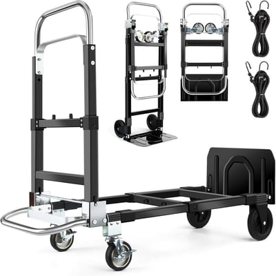 3-in-1 Opvouwbare Steekwagen met Rem - Zware Kwaliteit Transportkar tot 272 kg