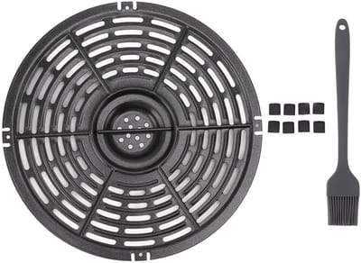 Dailygoods- Grillpan Ronde Vervanging - Roestvrij Staal - Nonstick - Inclusief Olie Borstel - Geschikt voor Barbecue - Voedselveilig 22cm - Frituurpan