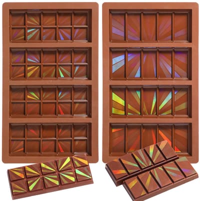 MTTProducts - Holografische Chocolade Mallen - Silicone Chocoladevormen - Duurzaam en Flexibel - Bruin - Candy Mallen - Perfect voor Bakliefhebbers - 2...