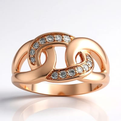 Cavill - Luxe Damesring 925 Sterling Zilver - Roségoud Verguld - 0,15 ct I1 Argyle Rose Diamanten - Ronde Briljant Pavé Zetting - Champagnekleurig