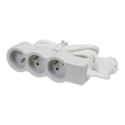 Legrand Standaard Contactdoos 3x2P + Randaarde Met 1,5m Wit-Grijs (Europese Stekkerdoos) - 049471 [10 stuks]