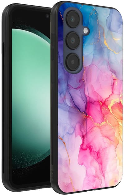 Smartphonica Telefoonhoesje Geschikt voor Samsung Galaxy S23 FE met marmeropdruk - TPU backcover case marble design - Regenboog geschikt voor Samsung Galaxy S23 FE