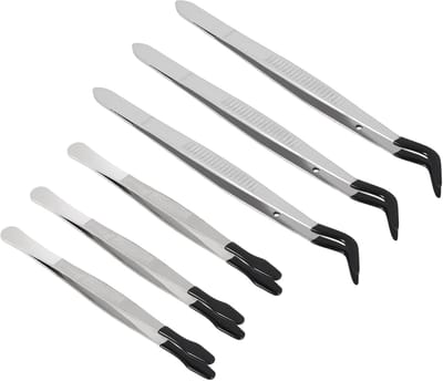 Precisie Pincetten Set - Laboratorium Hulpmiddelen - Fijne Werkzaamheden - Platte En Gebogen Punten - 12 En 15.5 Cm