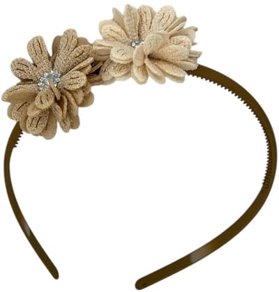 Diadeem blossem - bloemen - flower - glinsterend - steentje - khaki kleur diadeem - kerst - feestdagen - beige/khaki