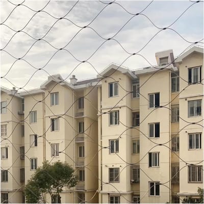 Roestvrijstalen Kabelnet - Veiligheidsnet Balustrade - Valbeveiliging Balkon - Versterkt X-vormig Gaas - 0.8x5m - Zilver