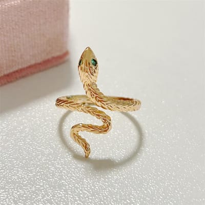 Bagues Serpent Pour Femmes Dame Cristal Vert/ Rouge Couleur Dorée Bague de Doigt Réglable Anillos Bague Femme Bijoux de Fiançailles Bijoux beige