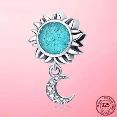925 Sterling Zilver Maan Zon Ster Melkweg Hangende Bedelkralen Geschikt voor Dames Originele Mode Armband DIY Sieraden blue