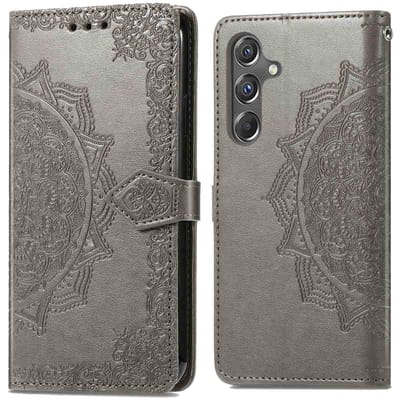 imoshion Hoesje - Geschikt voor Samsung Galaxy A15 (4G) / A15 (5G) - Mandala Bookcase - Grijs