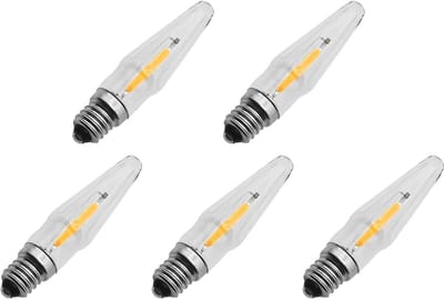 Reserve Kerstlampjes E10 LED Filament - 5 stuks - 10-55V - 0.2W - Warm Wit Licht - 2200K - Helder