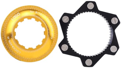 JHUBERS - Rotor Adapter - Center Lock Hub - Duurzame kwaliteit - Zwart en Goud - 6-Bolt Adapter - Geschikt voor Mountainbikes - Rem Onderdelen