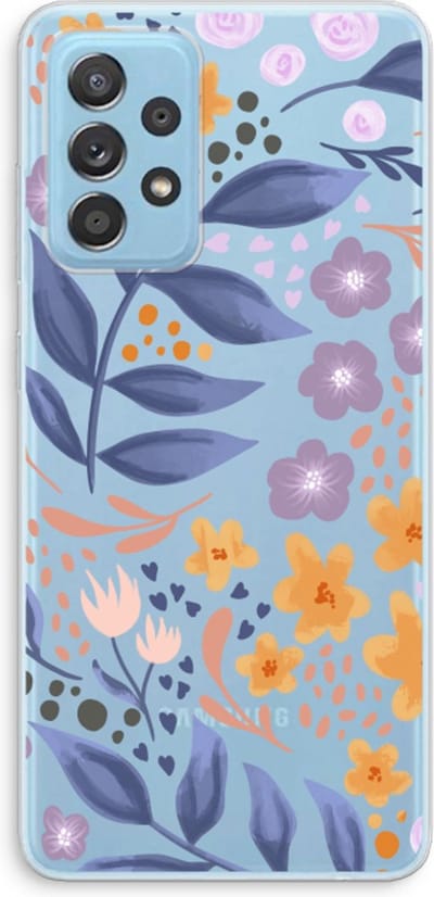 Case Company® - Hoesje geschikt voor Samsung Galaxy A73 hoesje - Flowers with blue leaves - Soft Cover Telefoonhoesje - Bescherming aan alle Kanten en Schermrand