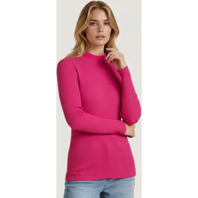 EsQualo Top Rib Long Slve Fuchsia Größe: S | Longsleeves Outlet | Damen | Rosa