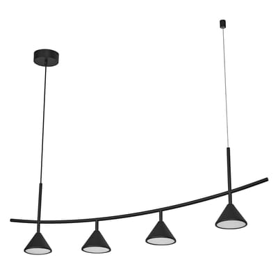 OSRAM Decor Fuji Linear, decoratieve hanglamp, 4-lamps, 16W, 620lm, 3000K, 930 warm wit, niet dimbaar, IP20, zwart, staal, lamp niet vervangbaar