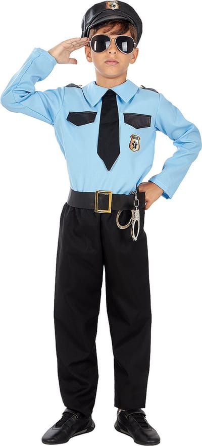 FUNIDELIA Politie Kostuum voor Jongens - Maat: 97 - 104 cm - Zwart