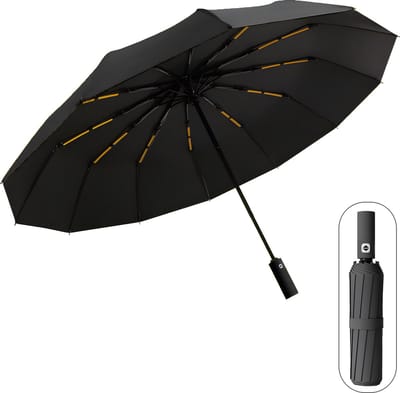 Rainbecom - Paraplu Opvouwbaar - Inklapbaar - Ø 106 cm - Grote Paraplu - Automatisch Openen en Sluiten - Zwart - zonnescherm UV-SPF 50 - Extra sterk - compact en UV-bestendig - Lichtgewicht - Duurzaam