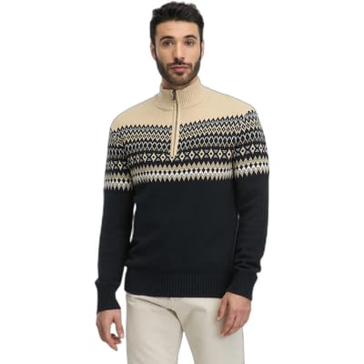 Ragwear - Trui Norwaian zwart print met korte rits - maat L