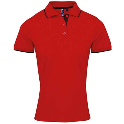 Premier Dames/Dames Coolchecker Contrast Piqué Poloshirt (Rood/zwart)