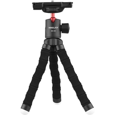 KINGJOY KT-500+BD-50 Mini trépied flexible Octopus Rotule à rotule avec griffe froide réglable noir