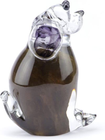 Urnencenter Kristalglas Mini Urn Hond Zittend - Bruin - Urn voor as - Gedenkartikel