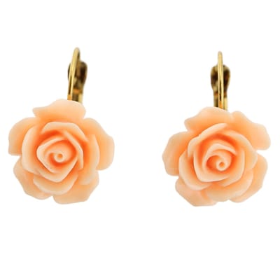 Behave - Oorbellen - Oorhangers met zalm roze roosje