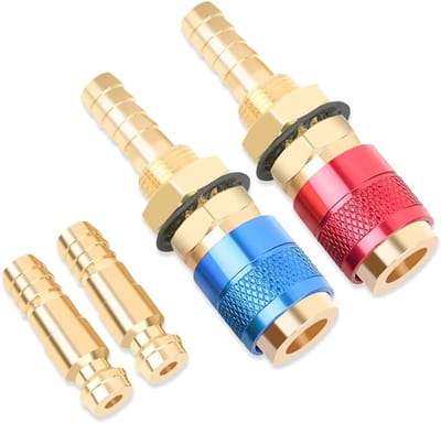 Oxygen en Acetyleen Snelsluitingen voor Lasapparatuur - 8 mm Lasadapter Set van 2 voor TIG Lassen