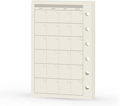Planner Navullingen voor Pocket Notitieboek, Maand Tracker, 6 Gaten Systeem, 100Gsm Kwaliteit, 45 Vellen, A7 Formaat, Perfect voor Persoonlijke Agenda en Organisatie