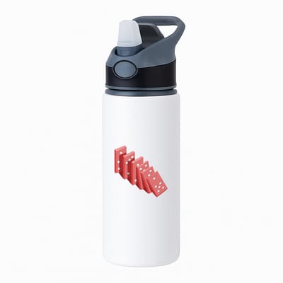 Hacebo® - Domino waterfles met rietje zwart - Kind - kinderen - Speelgoed - spelletje - leren tellen - water fles - 650ML