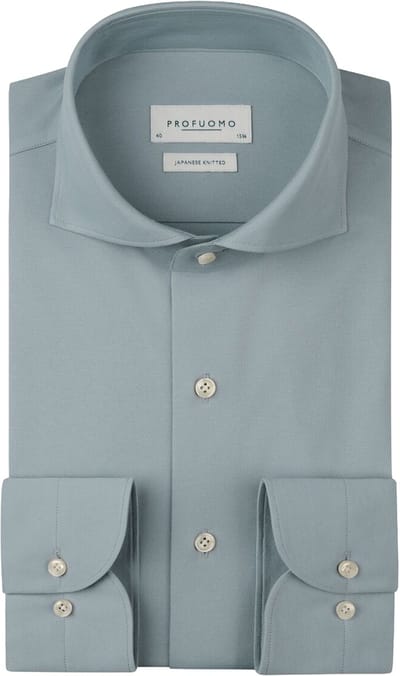 Profuomo Japanese Knitted Overhemd Light Blue - Maat 39 - Heren - Overhemden Formeel