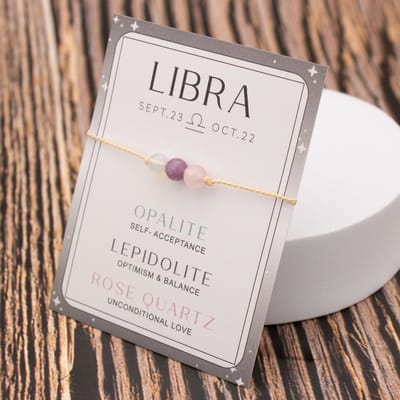 Bixorp Weegschaal / Libra Sterrenbeeld Armband - Cadeau Armbandje met Edelstenen Kralen - Opaliet, Lepidoliet & Rozenkwarts