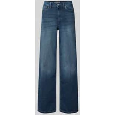 Only blauwe dames jeans   High waist   Madison   Stonewash wassing   Wide leg fit   5-Pocket zakken   Knoop- en ritssluiting   Duurzaam   High waist