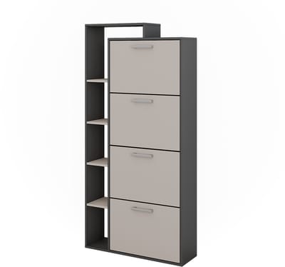Vicco Orlando Schoenenkantelaar – 80 x 166.1 cm met 4 compartimenten Antraciet/grijs