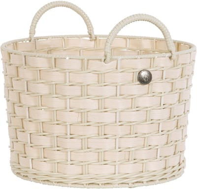 Handed by - Open ronde mand - Opbergmand - Gevlochten mand met hengsels - Willow - Small - beige, ecru - champagne